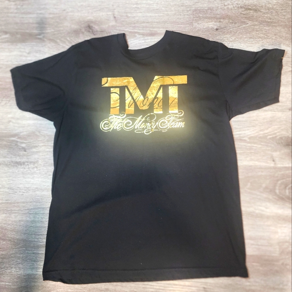 The Money Team TMT Floyd Mayweather GOLD Short Sleeve Shirt Mens XXL Black Rare
